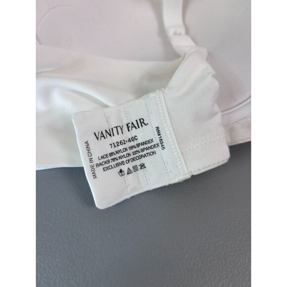 Vanity Fair 40C white full figure all over lace wire free flattering lift bra - Picture 6 of 6